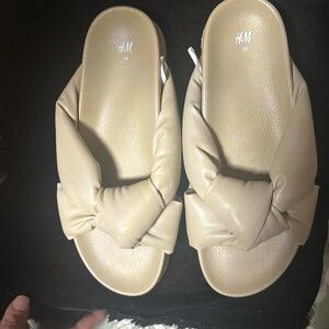 H&M Women's Beige Knotted Slide Sandals